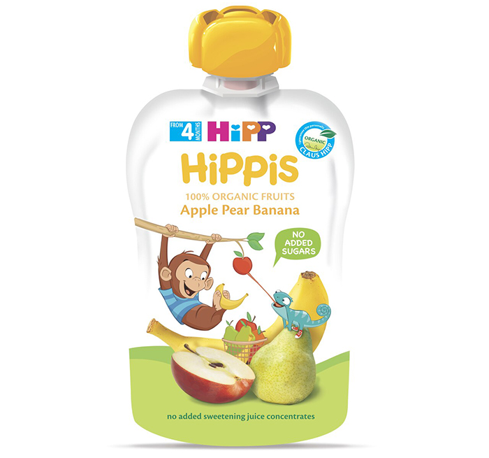 Dinh dưỡng trái cây nghiền hữu cơ HiPPiS Organic (Táo, Lê, Chuối)