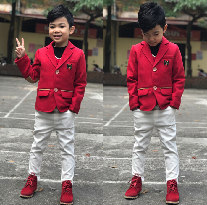 áo vest dạ bé trai tay đáp (2-7T)
