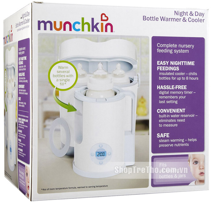 Máy hâm nóng bình sữa và có ngăn giữ lạnh Munchkin Night & Day Bottle Warmer & Cooler