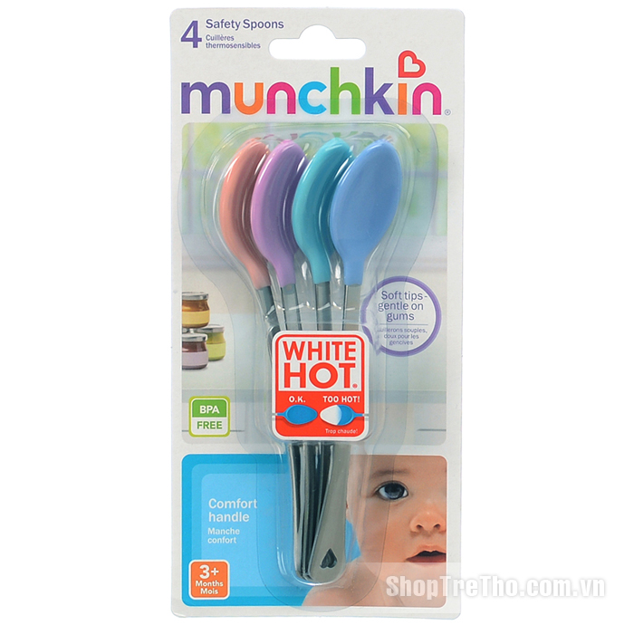 Bộ thìa báo nóng Munchkin gồm 4 chiếc 4pk Wh Safety Spoon