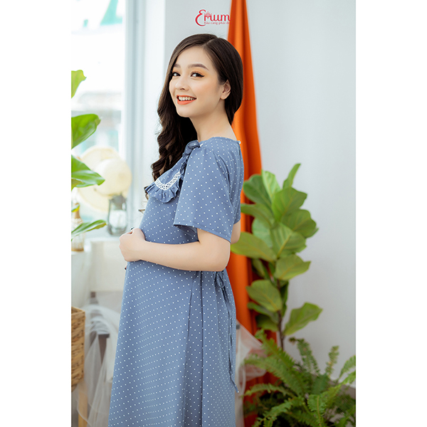 Đầm bầu cổ bèo xanh da trời Emum