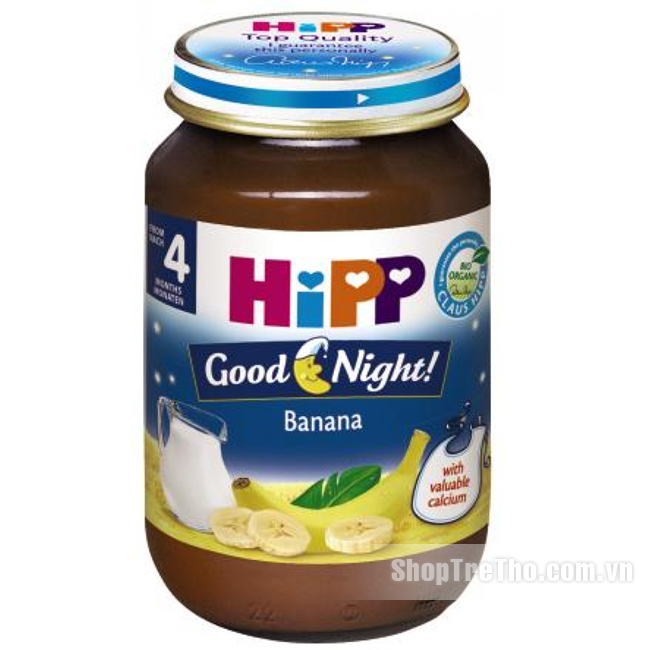 Dinh dưỡng đóng lọ HiPP cháo sữa chúc ngủ ngon chuối sữa 190g