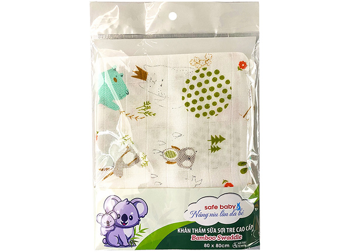 Khăn thấm sữa sợi tre cao cấp 2 lớp họa tiết Safe Baby (80x80cm)