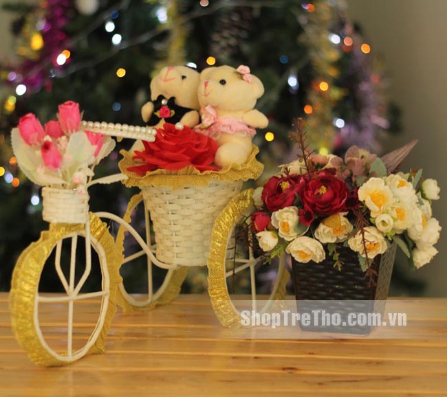 hoa gấu bông xe đạp tình nhân