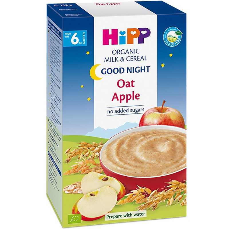 Bột dinh dưỡng Hipp chúc ngủ ngon sữa, yến mạch, táo tây (250g)