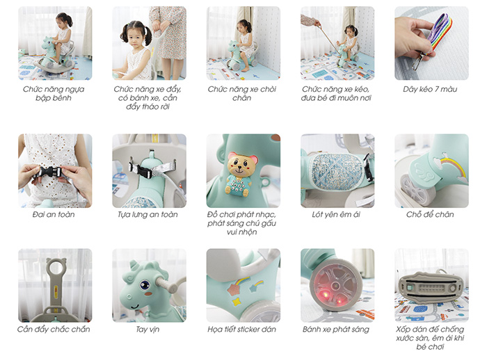 Ngua bap benh kiem xe choi chan va xe day Toys House WM19031