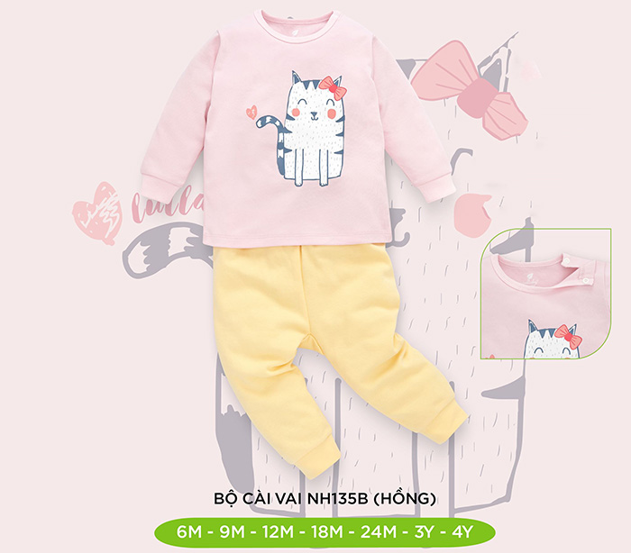 Bộ cài vai dài tay Lullaby NH135B (hồng)