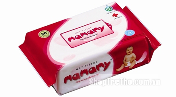 Giấy ướt Mamamy túi bổ sung màu hồng (80 tờ )