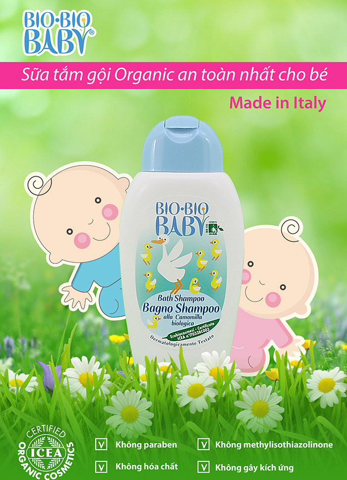 Sữa tắm gội hữu cơ 2 trong 1 Bio Bio Baby 250ml