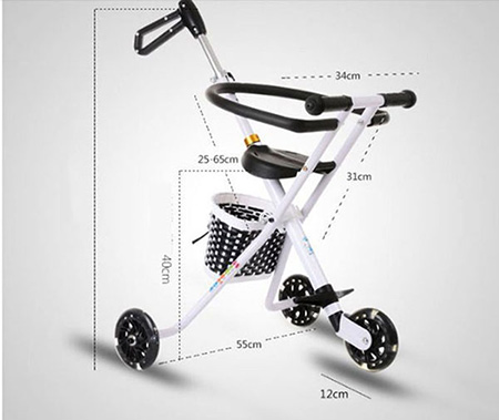 Xe đẩy 3 bánh gấp gọn thông minh (có giỏ) 