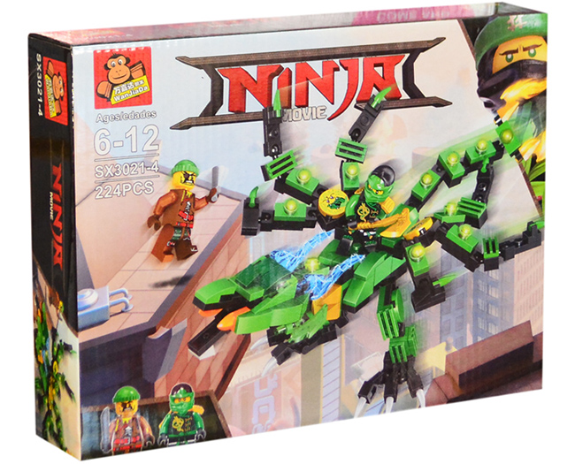 Hộp lắp ráp Ninja movie, Ninja xanh lá 224pcs SX.3021-4
