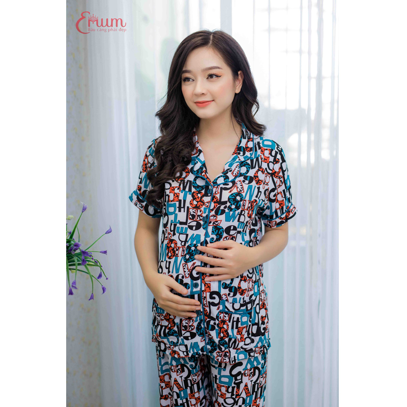 Bộ bầu tole chữ tay ngắn đỏ Emum