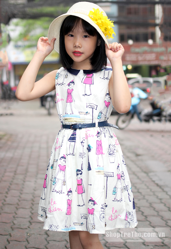 Váy hè thô bé gái Thái Lan in cô gái cổ sen 533876