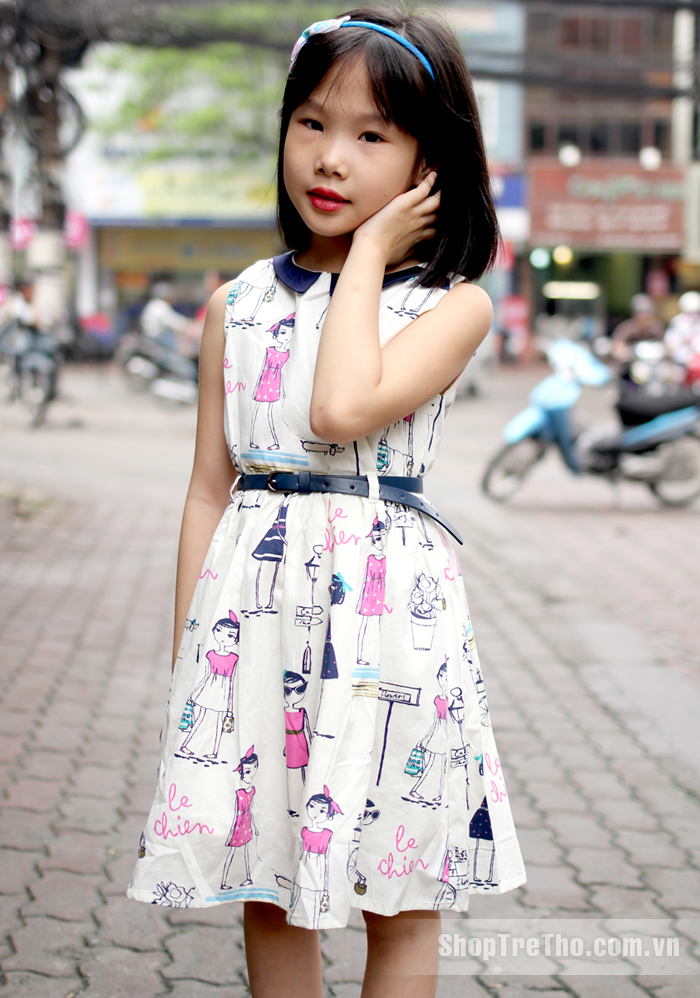 Váy hè thô bé gái Thái Lan in cô gái cổ sen 533876