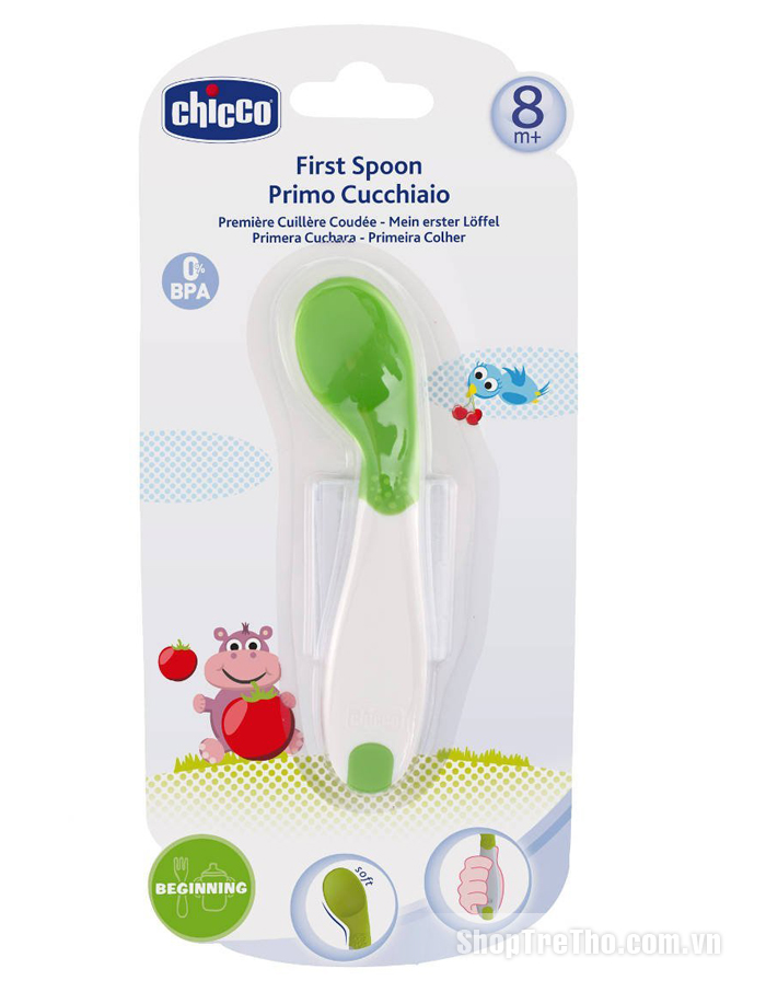 Thìa tập ăn Chicco cho bé 8 tháng tuổi