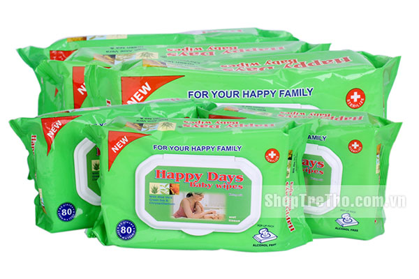 Giấy ướt Happy Days 80 tờ rất tiện dụng