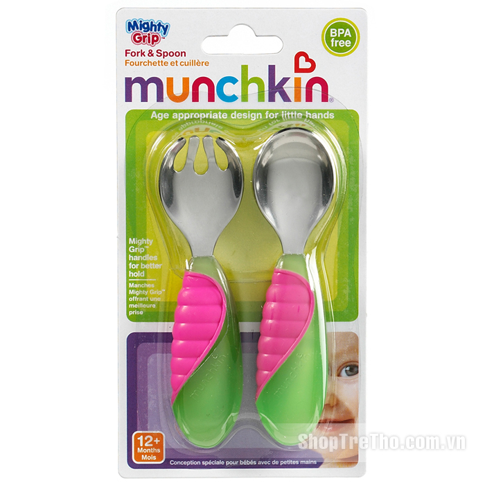 Bộ thìa dĩa tập ăn Munchkin Multi Grip Toddler Fork & Spoon