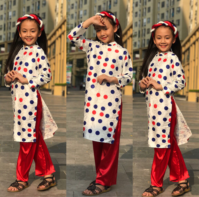 Bộ áo dài gấm cô Ba Sài Gòn (2-7T)