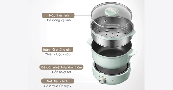 Noi dien da nang Bear MC-B25V1 2.5L (kem long hap)