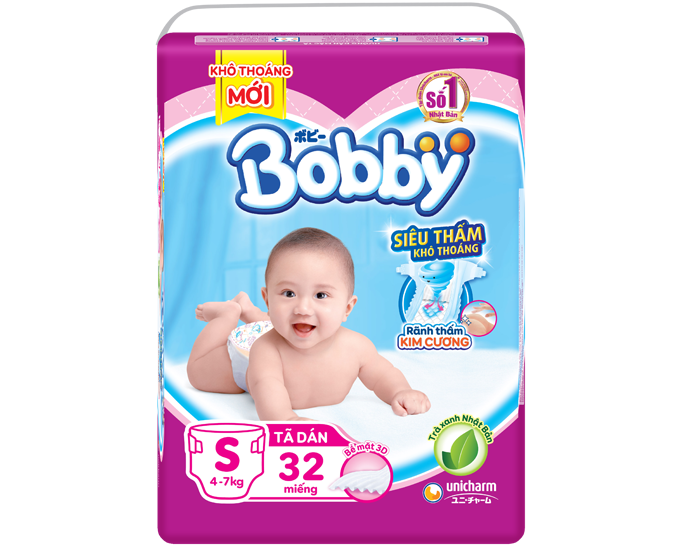 Tã - bỉm dán Bobby S32 (4-7kg) 
