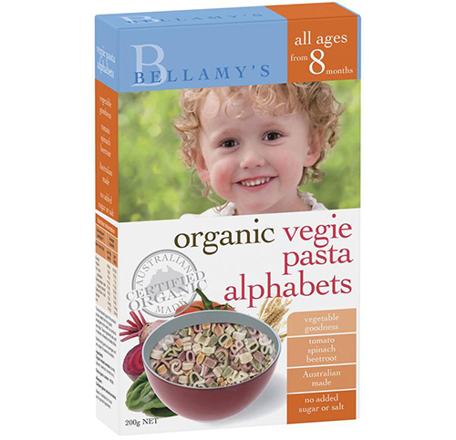 Nui từ rau quả hữu cơ Bellamy's: organic vegie pasta alphabets