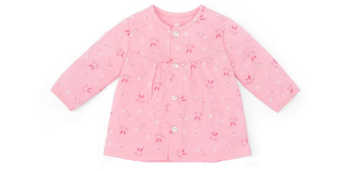 Áo cài giữa tay dài bèo bé gái Lullaby NH47B (hồng thỏ)