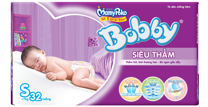 Bỉm dán Bobby S32 (siêu thấm)
