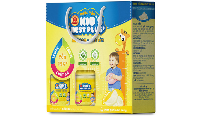 Nuoc yen Kid's Nest Plus+ huong tu nhien (Loc 6 lo)