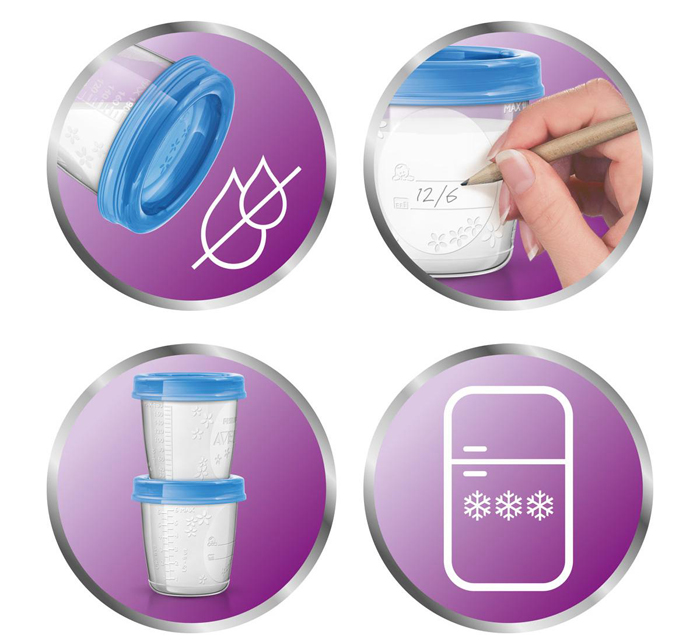 Cốc trữ sữa VIA Philips Avent SCF619/05 180ml (5 cốc)