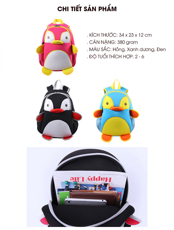 Ba lô chim cánh cụt tinh nghịch Nohoo NH011