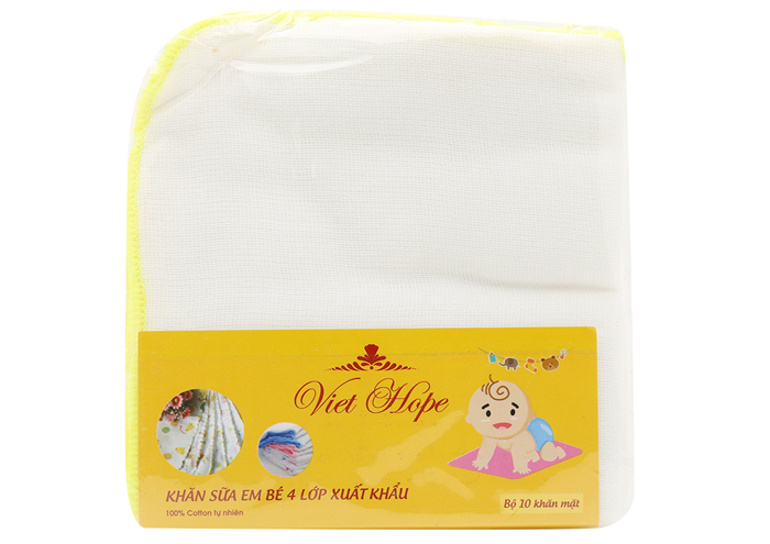 khăn sữa 4 lớp Viet Hope (10 chiếc/gói)