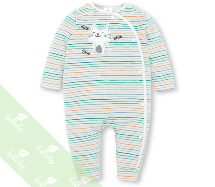 Body liền quần băng lông Lullaby NH07-18 (trắng sọc)