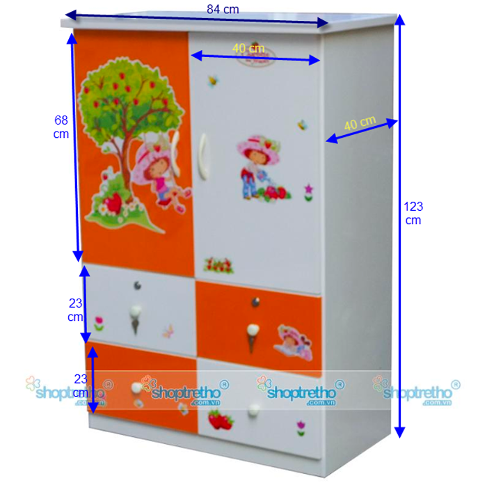 Tủ nhựa Đài Loan 2 cánh 4 ngăn
