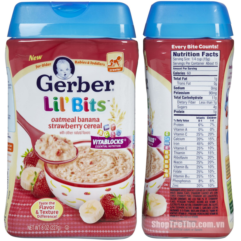 Bột ăn dặm Gerber vị yến mạch chuối dâu tây 227g