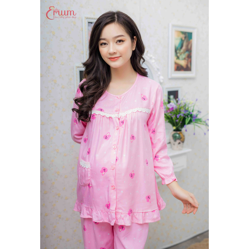 Bộ đồ bầu đuổi tơ hồng phấn Emum