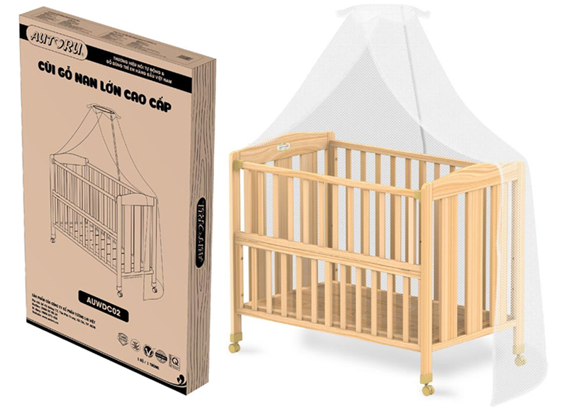 Cũi gỗ nan lớn Autoru AUWDC02 (không quây, nệm, gối)