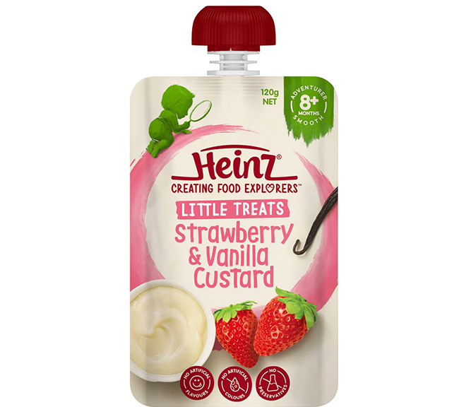 Hỗn hợp nghiền Custard dâu và vani Heinz 120g (8M+)