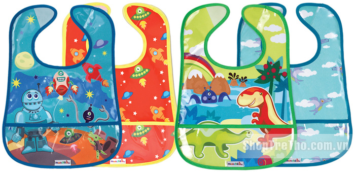 Yếm ăn chống thấm có máng hứng Munchkin 34049