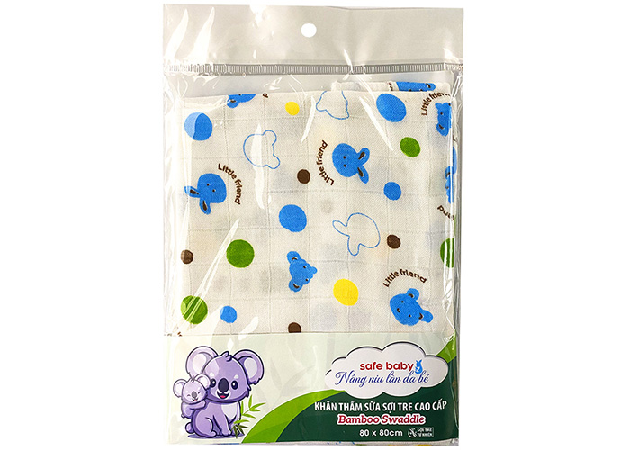 Khăn thấm sữa sợi tre cao cấp 2 lớp họa tiết Safe Baby (80x80cm)
