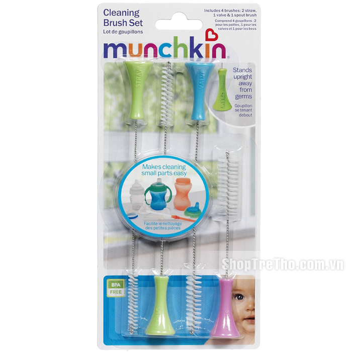 Bộ cọ rửa bình sữa Munchkin loại nhỏ Cleaning Brush Set (4 chiếc)