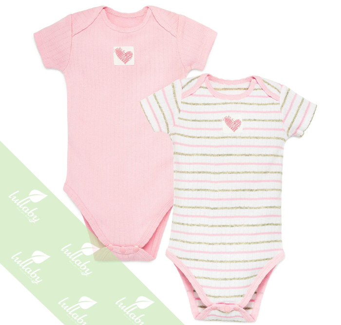 Set 02 body cộc tay Lullaby vai chồm (màu hồng)
