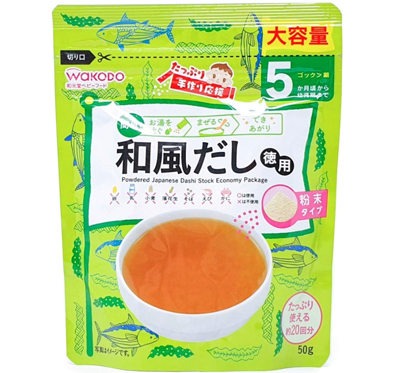 Bột dashi Wakodo vị cá hồi rong biển 5M+ 50g