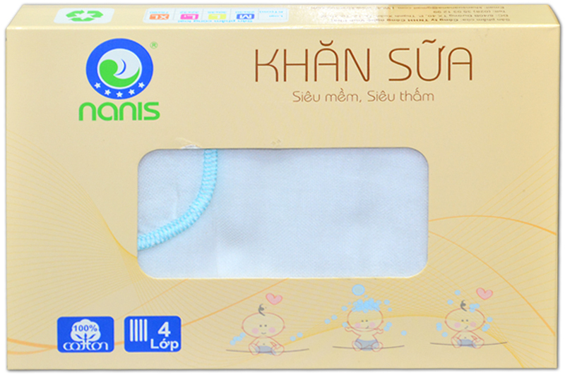 Khăn sữa sơ sinh cao cấp Nanis 4 lớp 25x30 (hộp)