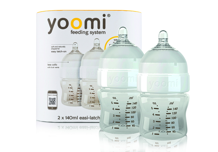 Bình sữa nhựa PP Yoomi 140ml (cổ trắng, bộ 02) 