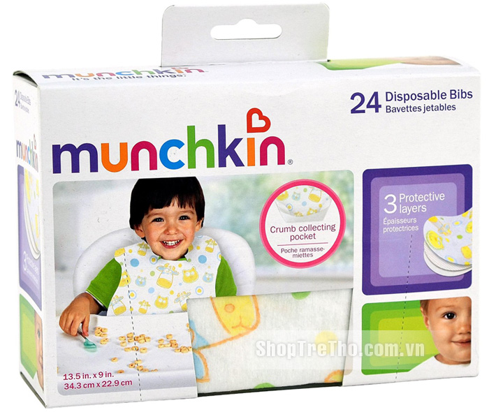 Yếm dùng 1 lần Munchkin 41501 Disposable Bibs gồm 24 chiếc