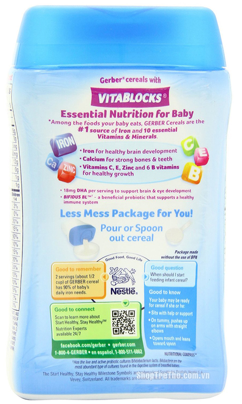 Bột ăn dặm Gerber DHA Probiotic vị gạo 227g