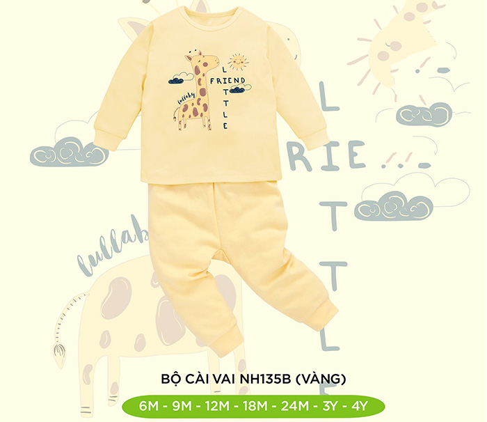 Bộ cài vai dài tay Lullaby NH135B (vàng)