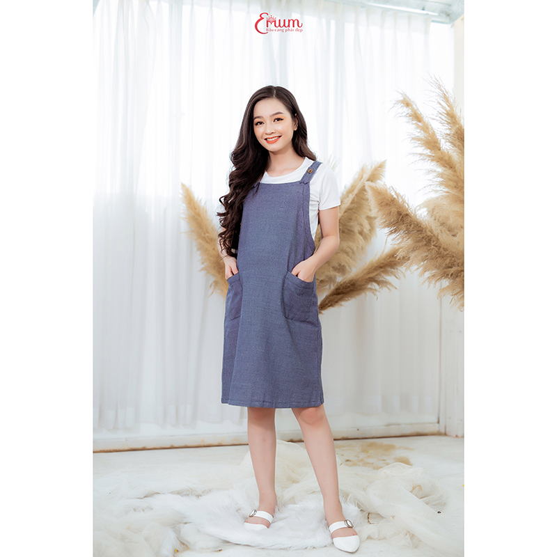 Đầm bầu combo 1 yếm và áo đen Emum