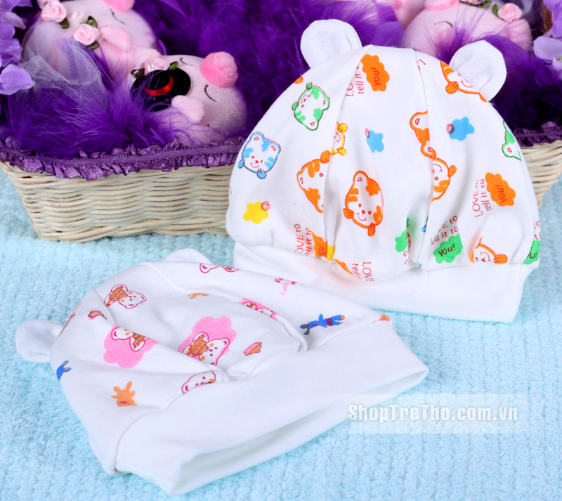 Mũ chụp sơ sinh nỉ nhiều màu