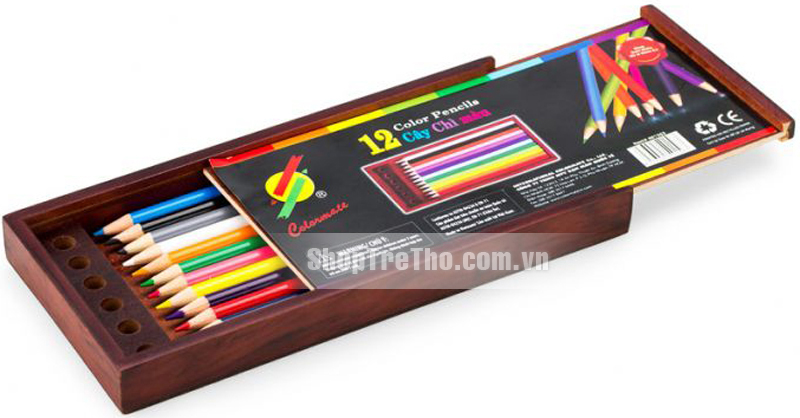 Hộp gỗ 12 cây bút chì màu thường Colormate